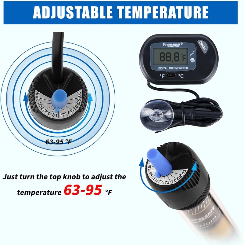 FREESEA 300 Watt Aquarium Fish Tank Heater with Aquarium Submersible Thermometer - Image 5